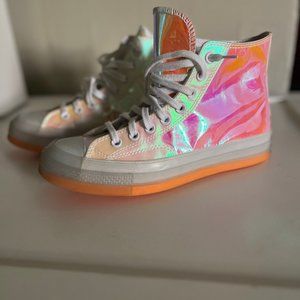Converse Chuck Taylor All Star 70s Hi Sneakers in White/Iridescent